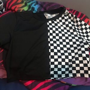 Checked Crop Top Half/Half